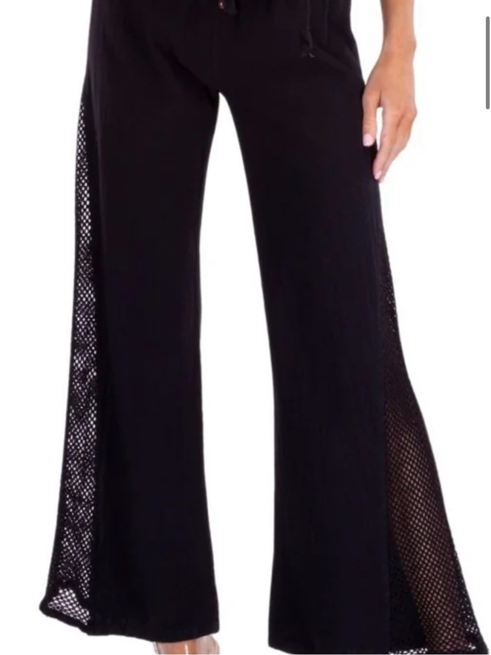 Seaspice Black Flare Pants - Mesh Side Panels Resort Wear size S